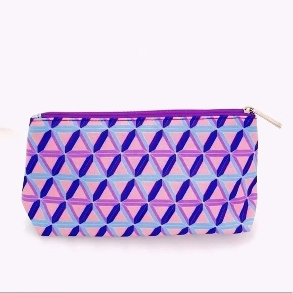 Clinique Colorful Geometric Makeup Bag Canvas Travel Case NWOT